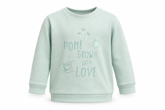 Front view of George Baby Green jumper, size 9-12, Months - Home grown with love