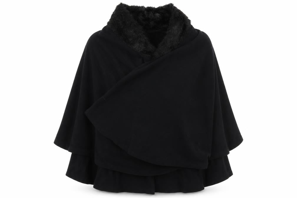 Front view of M&Co women’s black wrap jumper one size