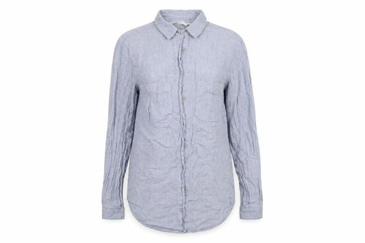 Front view of George women’s blue basic button-up, size UK 8