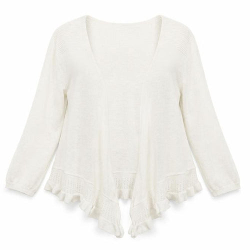 BM Collection Womens Ivory  Knit Cardigan Jumper Size M