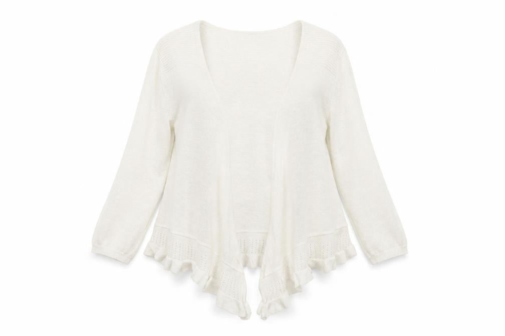 BM Collection Womens Ivory  Knit Cardigan Jumper Size M
