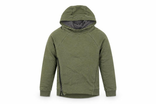 Front view of Next boys’ green flannel pullover hoodie, size 10, years