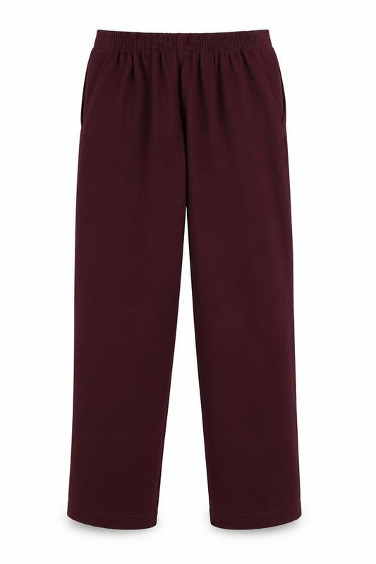 Front view of Preworn girls’ red carrot trousers, size 14, years