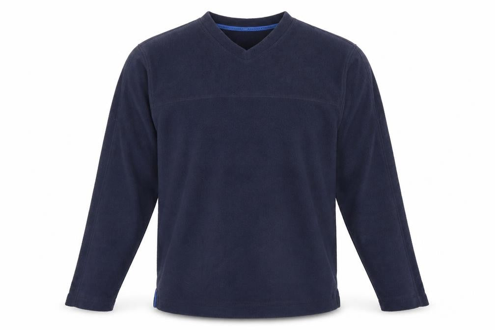 Front view of Easy men’s blue jumper, size S