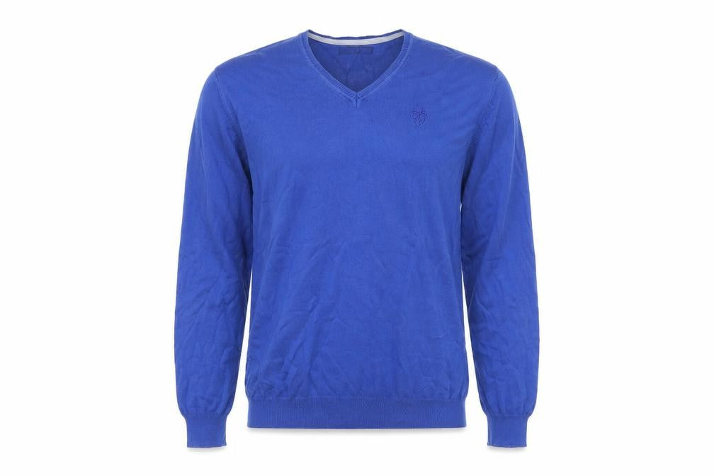 Isac Mens Blue  Knit Pullover Jumper Size M