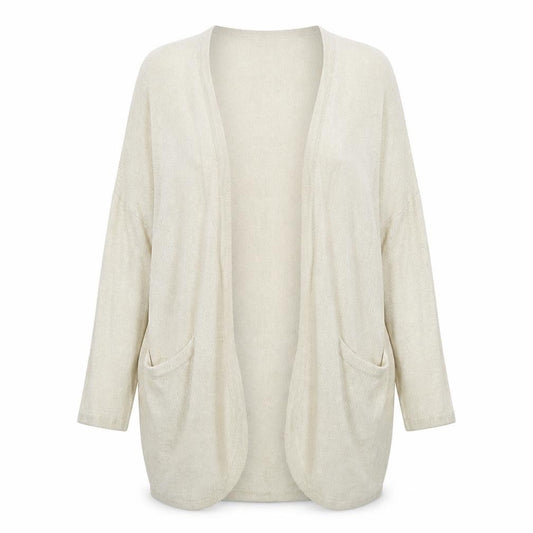 Front view of Vero Moda women’s beige cardigan jumper, size M