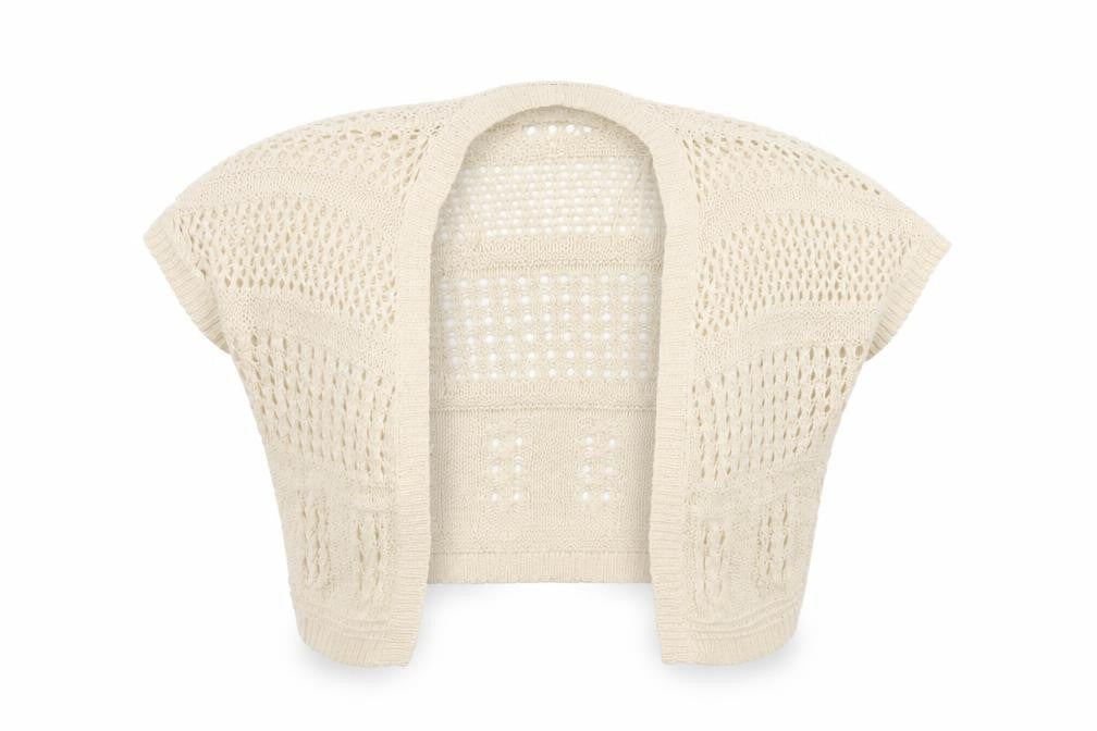 Front view of Tu women’s white shrug jumper, size UK 8