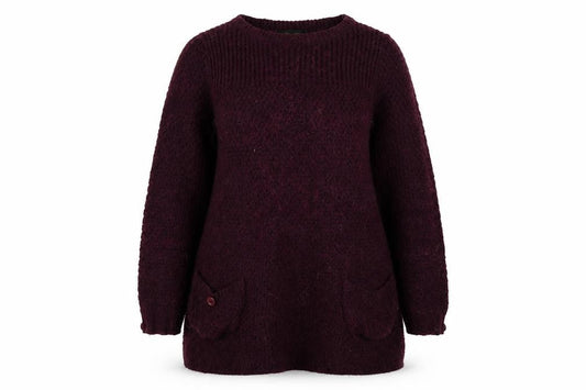 Front view of Next women’s purple knit jumper, size UK 12