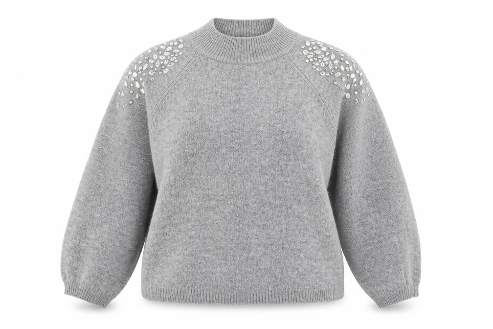 Front view of George women’s grey knit jumper, size UK 14
