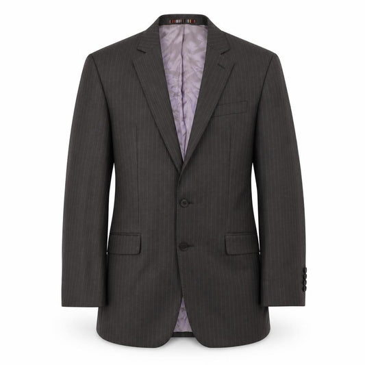 Front view of River Island men’s grey striped jacket suit jacket, size M