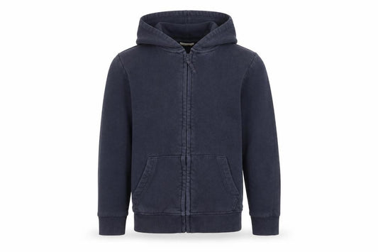 Front view of Tu boys’ blue jersey full zip hoodie, size 7, years