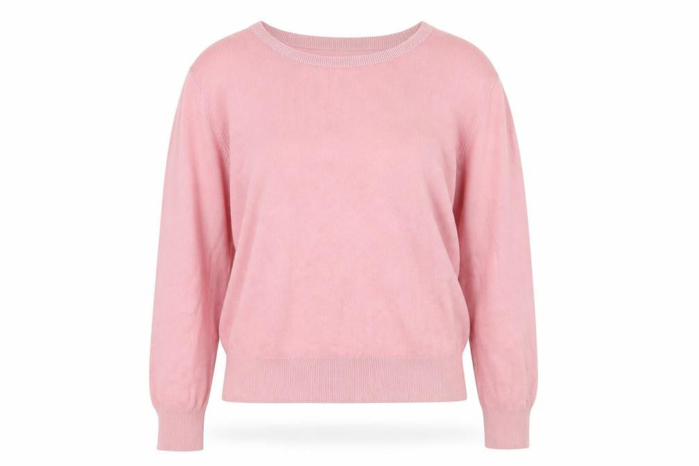 Front view of H&M women’s pink knit jumper, size UK 10