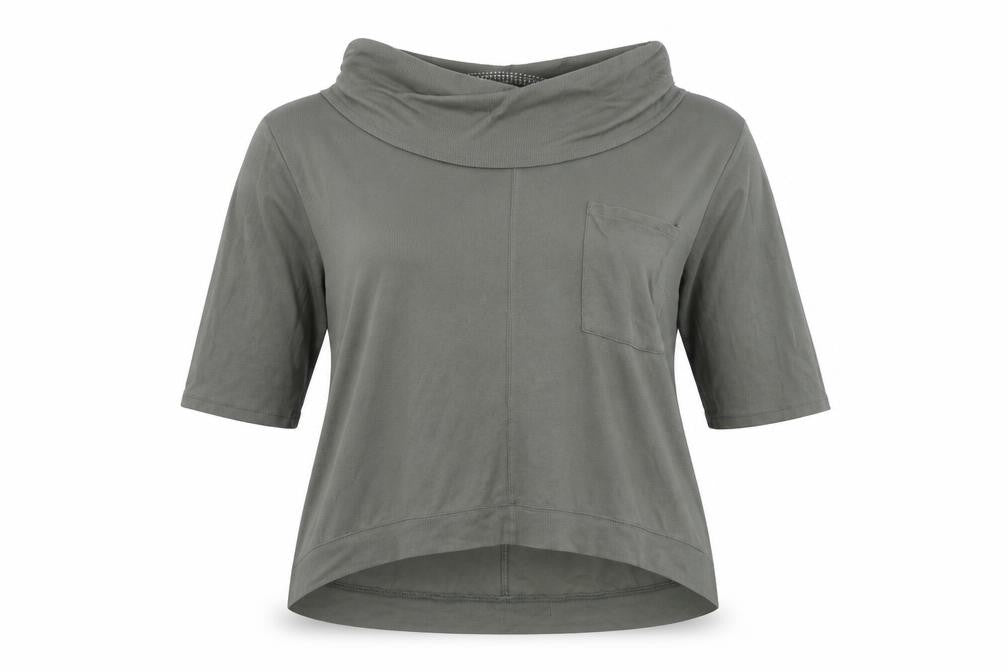 Front view of Marks & Spencer women’s green knit jumper, size UK 14