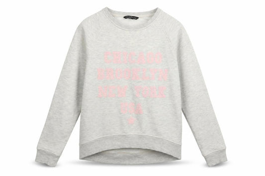 Front view of Candy Couture girls’ grey jumper, size 14, years