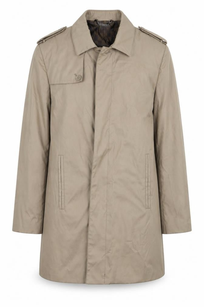 Front view of Blazer women’s beige overcoat coat, size M