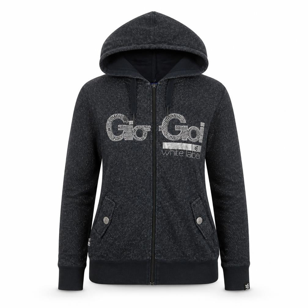 Front view of GioGoi women’s blue full zip jumper, size S