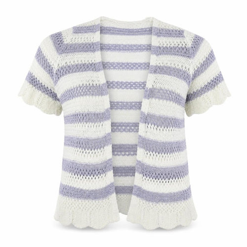 Matalan Womens White Striped  Cardigan Jumper Size 6
