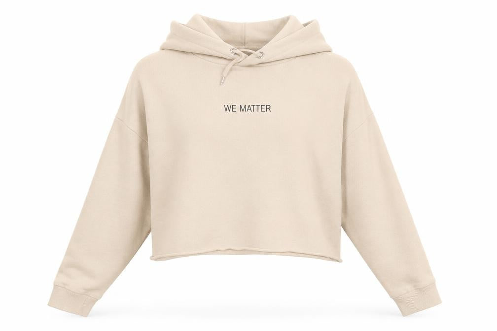 Front view of Divided by H&M women’s beige pullover hoodie, size M