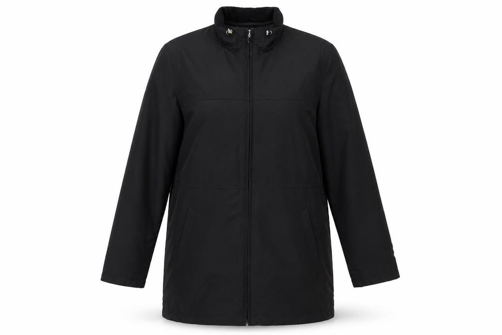 Front view of JFW women’s black overcoat coat, size UK 10