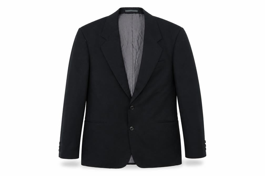 Front view of Preworn men’s black jacket suit jacket, size 38