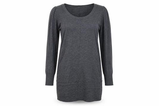 Front view of Great Plains women’s grey jumper dress, size M