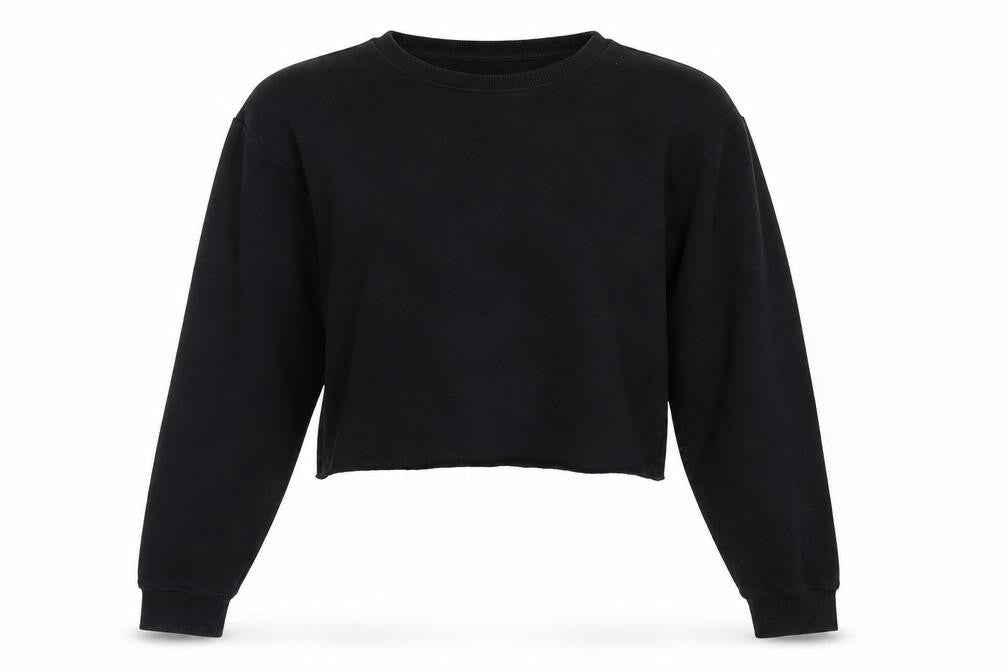 Front view of Divided women’s black pullover sweatshirt, size XS, - cropped