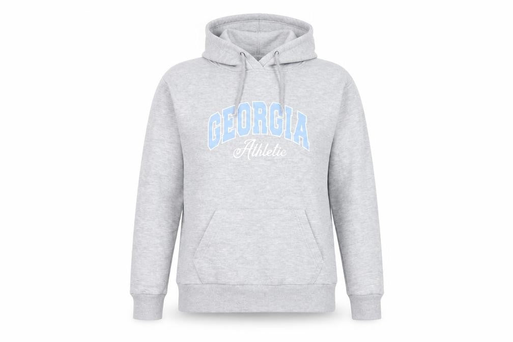 Front view of Primark women’s grey jersey pullover hoodie, size UK 4