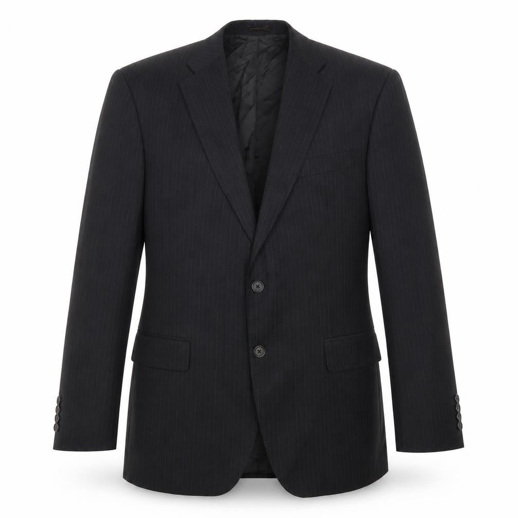Front view of Marks & Spencer men’s black striped jacket suit jacket, size 40