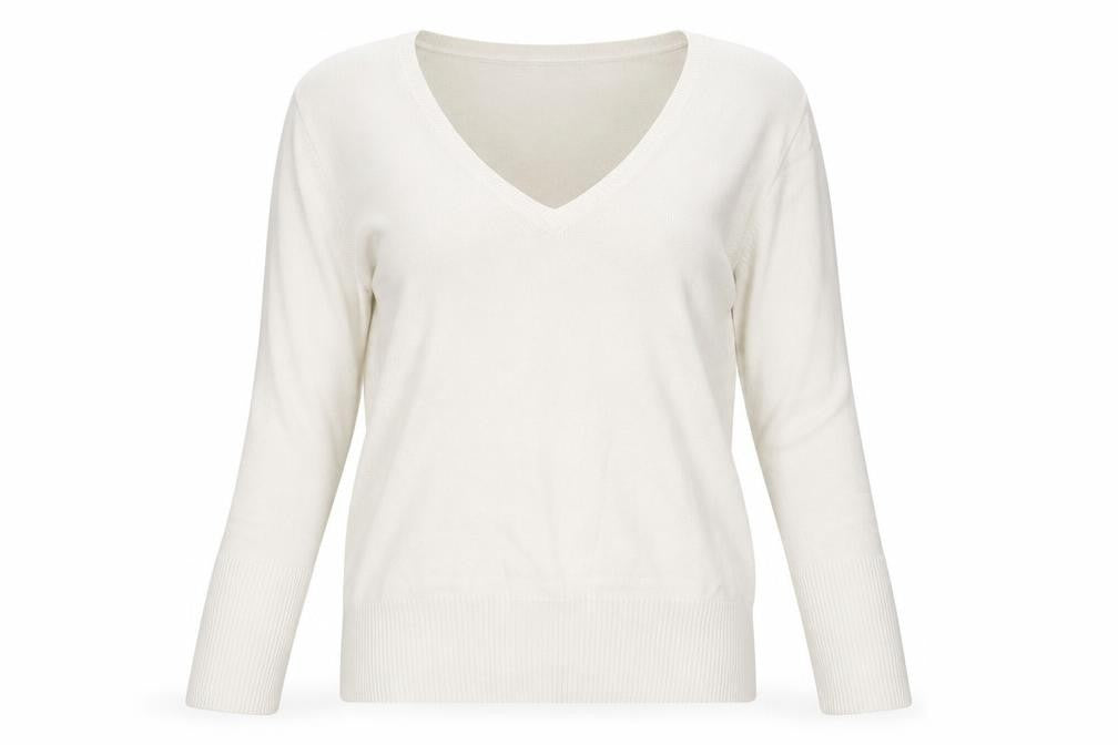 Front view of M&Co women’s ivory knit jumper, size M