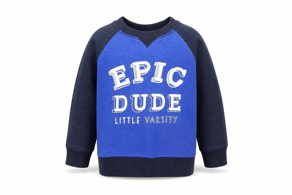 Front view of George boys’ blue colourblock jumper, size 2-3, years