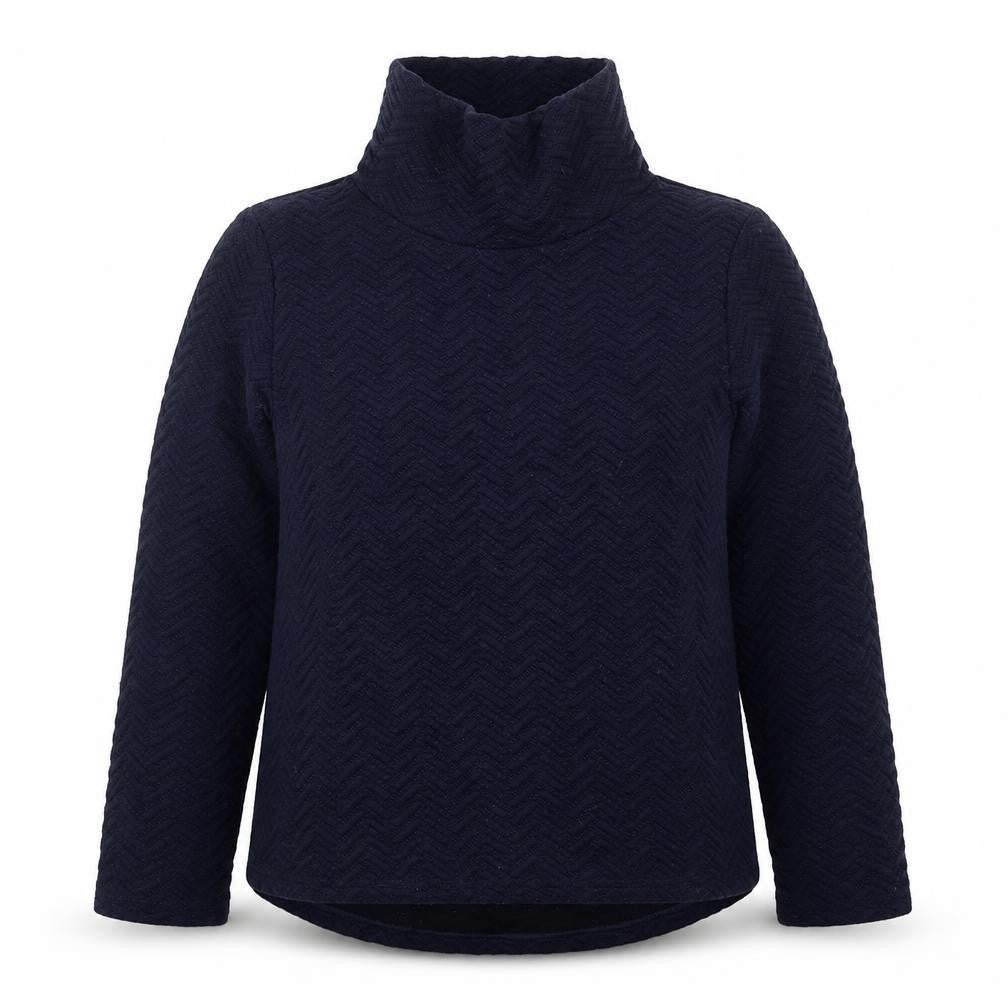 Front view of Matalan women’s blue geometric pullover sweatshirt, size M