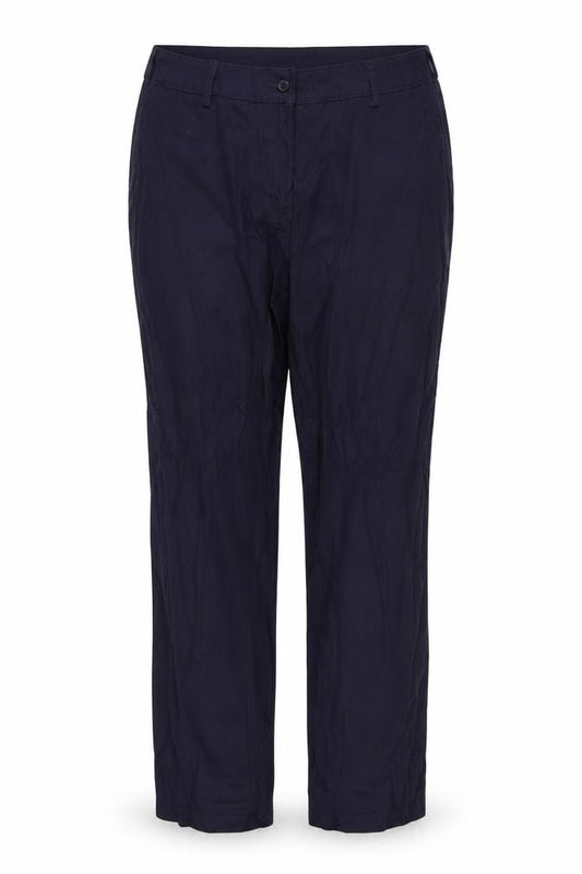 Front view of Dimentions women’s blue trousers, size UK 14, 26-inch leg