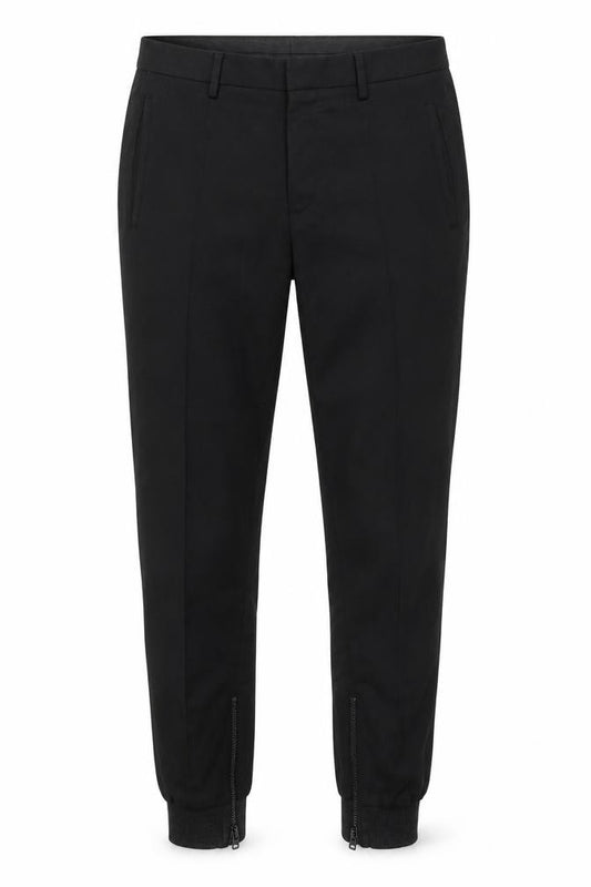 Front view of Topman men’s black jogger trousers, size 32, in, 29-inch leg