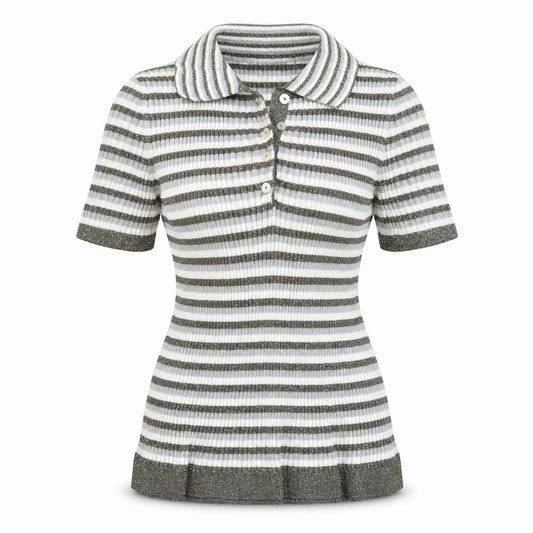 Front view of Mango women’s grey striped jumper, size L