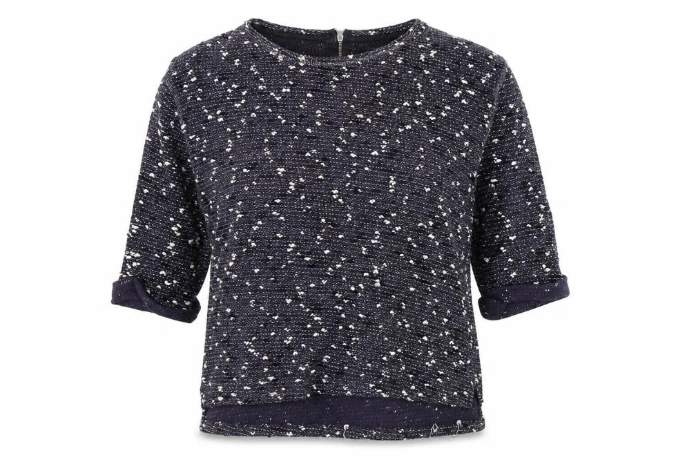 Front view of made for me women’s blue jumper, size UK 16