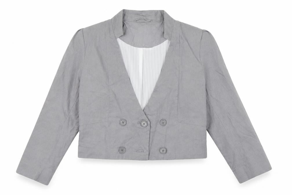 Front view of share female women’s grey jacket blazer, size UK 10