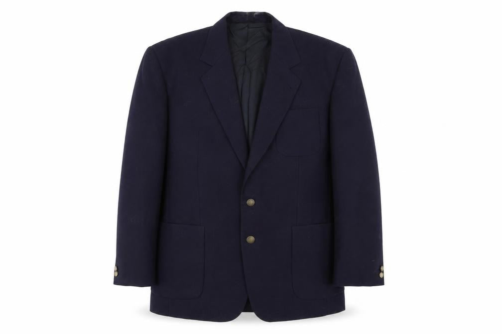 Front view of James Barry men’s blue jacket suit jacket, size 42