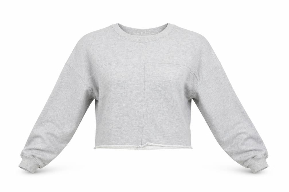 Front view of Missguided women’s grey pullover sweatshirt, size S, - crop sweatshirt