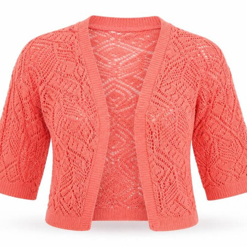 New Look Womens Red  Crochet Cardigan Jumper Size 6