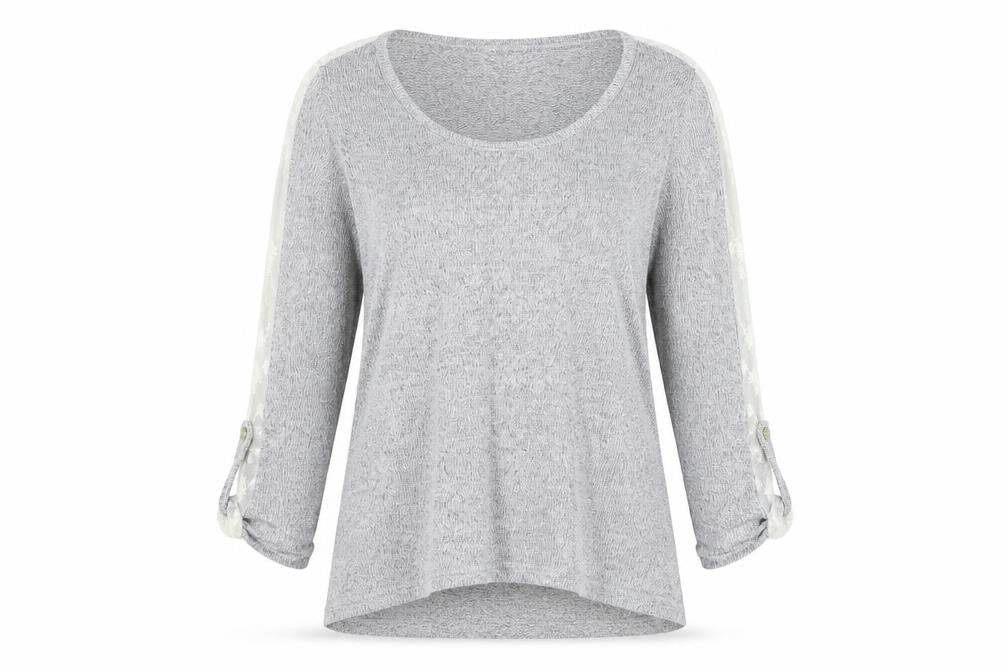 Front view of COIN 1804 women’s grey knit jumper, size L