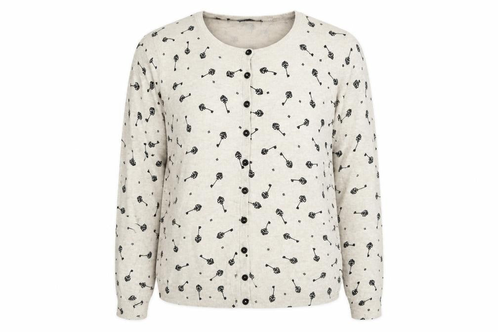 M&S Womens Beige Floral  Cardigan Jumper Size 12
