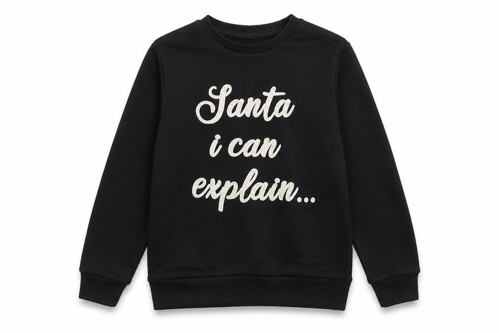 Front view of Very boys’ black pullover sweatshirt, size 8, years - santa