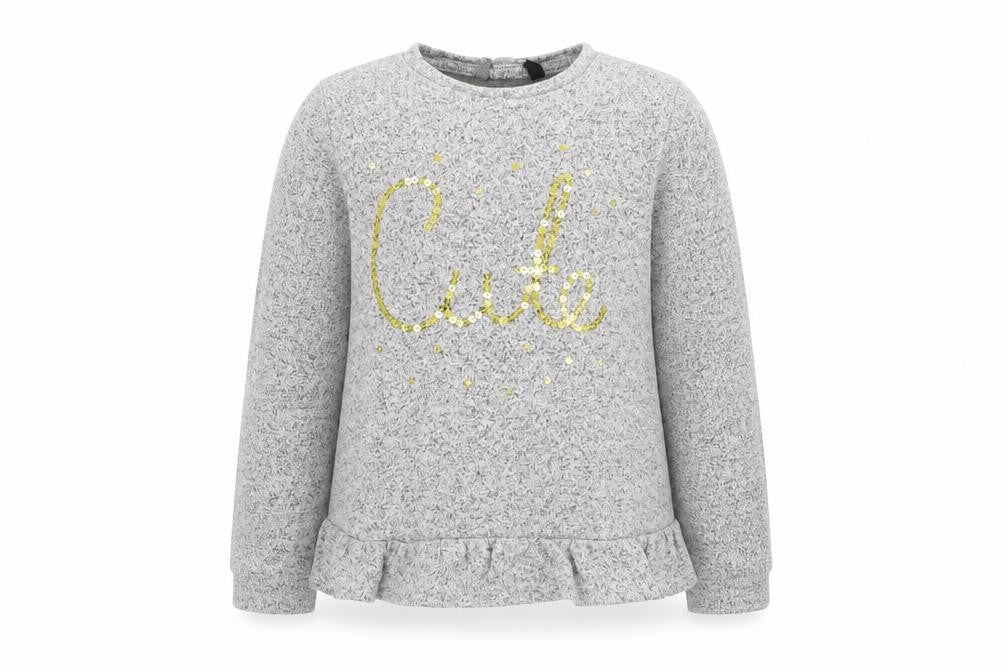 Front view of George girls’ green henley sweatshirt, size 5, years - cute