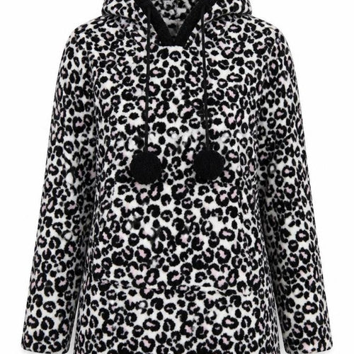 Preworn Womens White Animal Print  Pullover Hoodie Size 8