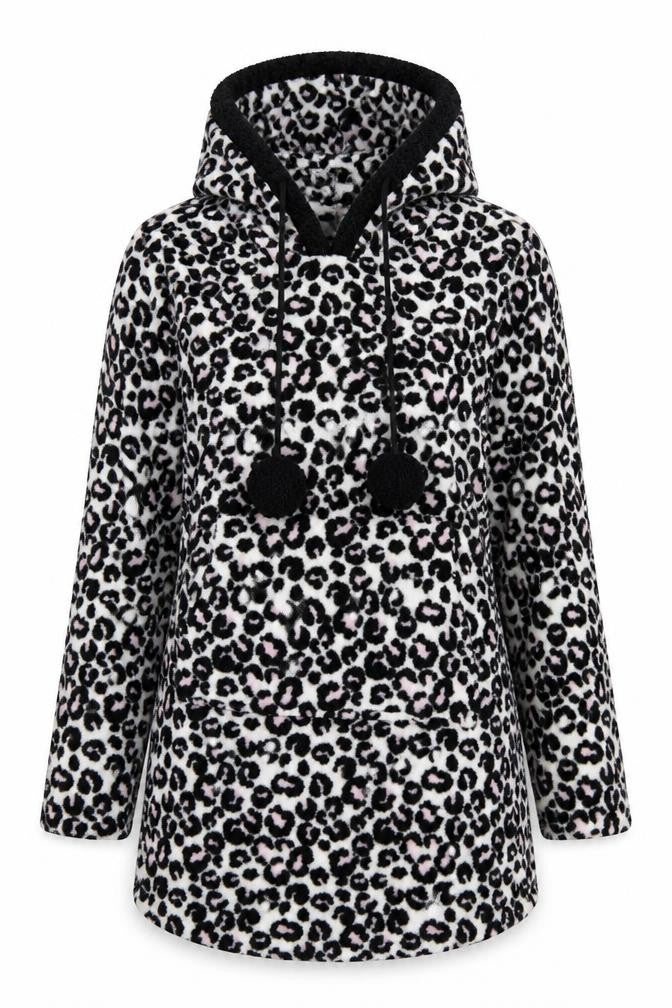 Preworn Womens White Animal Print  Pullover Hoodie Size 8