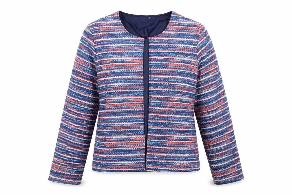 Front view of Anne De Lancay women’s multicoloured striped jacket, size M