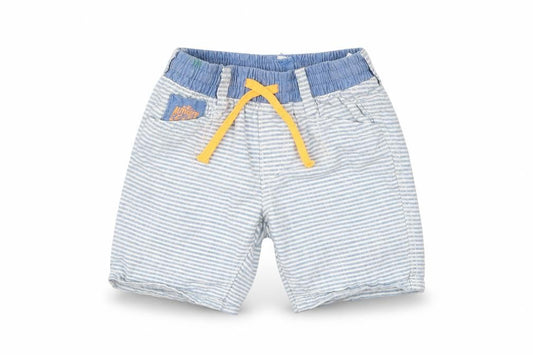 Front view of label of graded goods Blue Striped Track Pants Jeans, size 3-6, Months