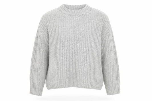 Front view of ASOS women’s grey knit jumper, size UK 12