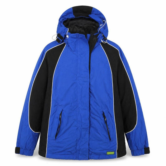 Front view of Maine New England women’s blue striped jacket coat, size UK 12