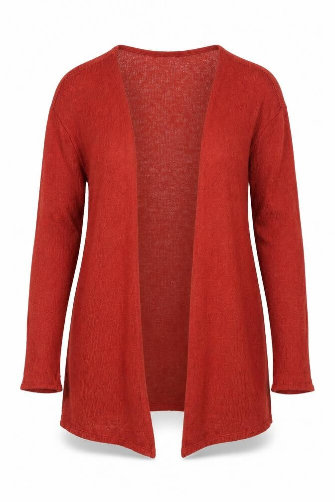 Front view of H&M women’s red cardigan jumper, size XS